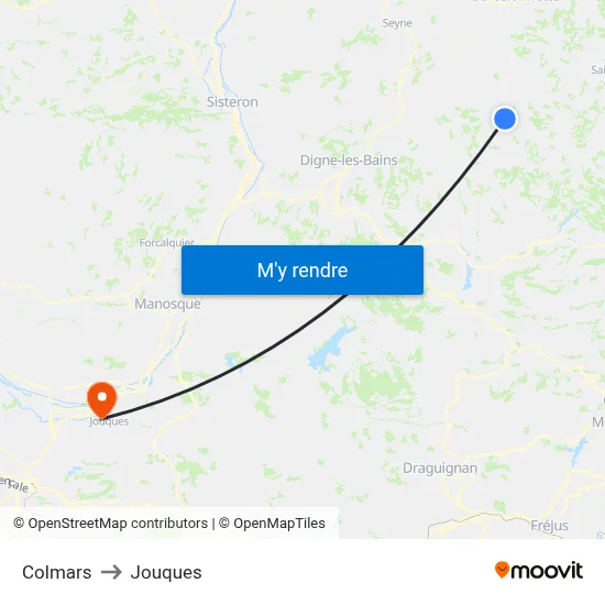 Colmars to Jouques map