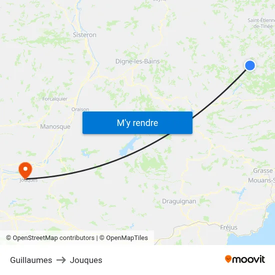 Guillaumes to Jouques map