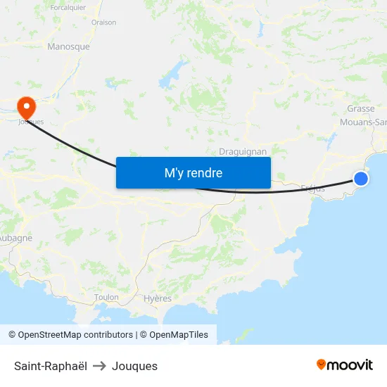 Saint-Raphaël to Jouques map