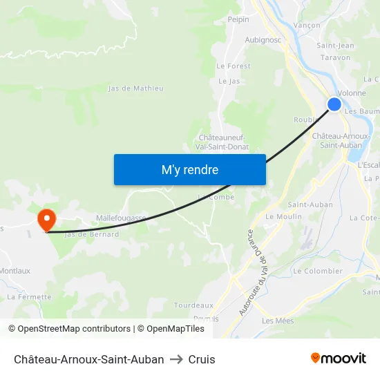 Château-Arnoux-Saint-Auban to Cruis map