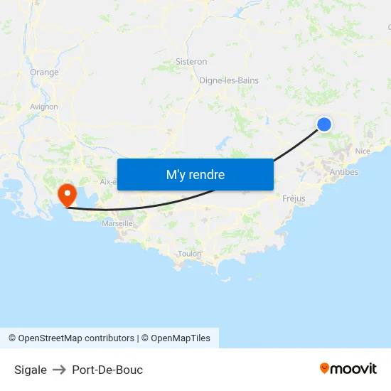 Sigale to Port-De-Bouc map