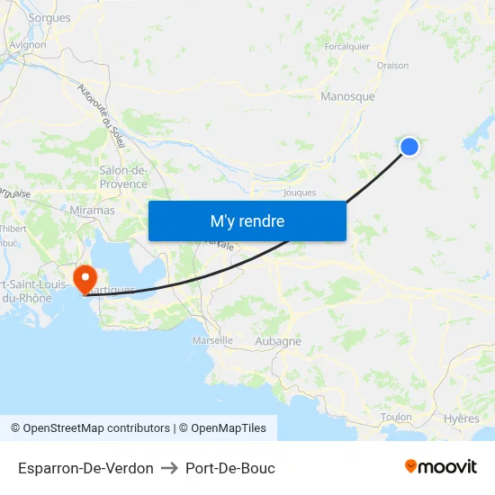 Esparron-De-Verdon to Port-De-Bouc map
