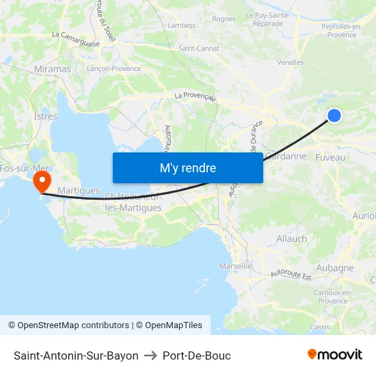 Saint-Antonin-Sur-Bayon to Port-De-Bouc map