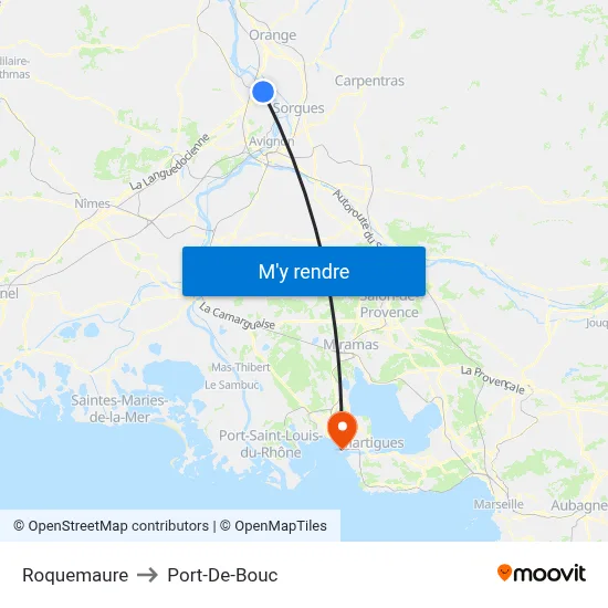 Roquemaure to Port-De-Bouc map
