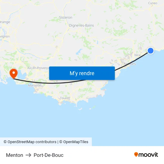 Menton to Port-De-Bouc map