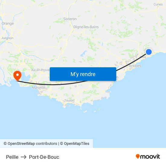 Peille to Port-De-Bouc map