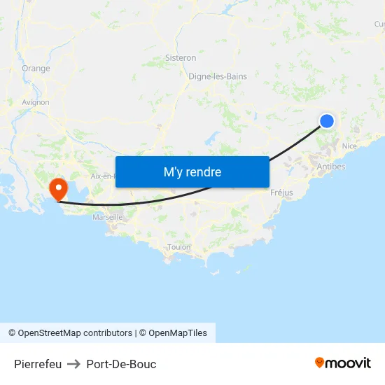 Pierrefeu to Port-De-Bouc map