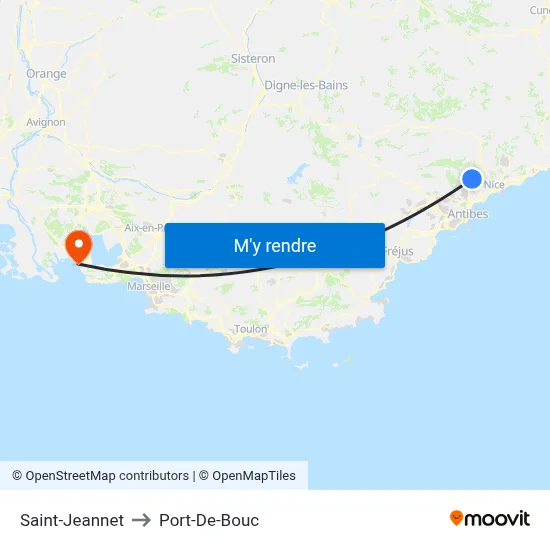 Saint-Jeannet to Port-De-Bouc map