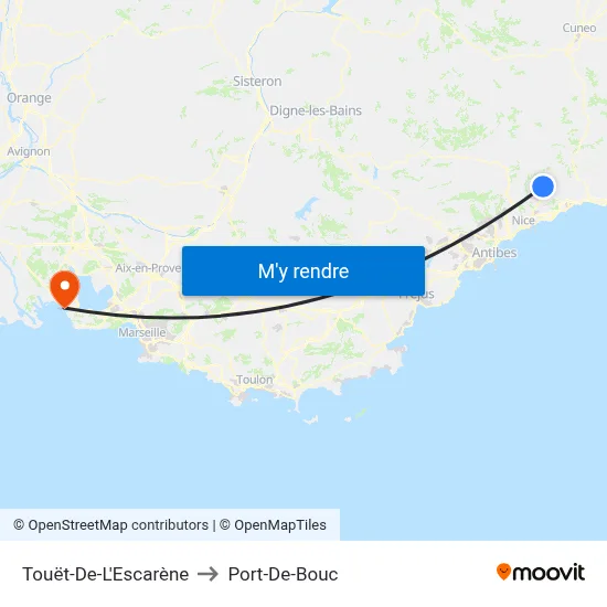 Touët-De-L'Escarène to Port-De-Bouc map