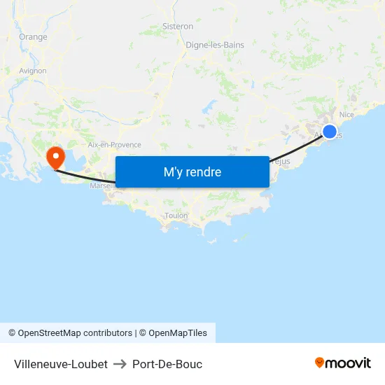 Villeneuve-Loubet to Port-De-Bouc map