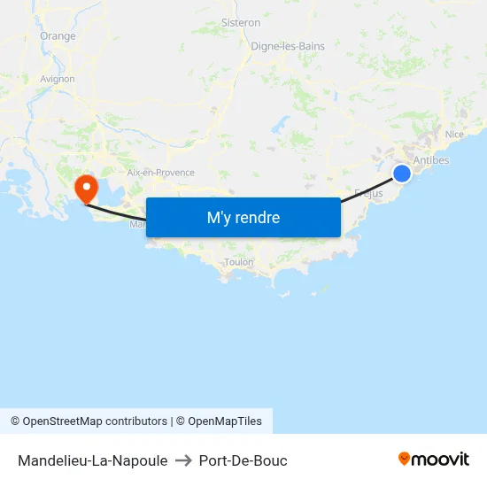 Mandelieu-La-Napoule to Port-De-Bouc map