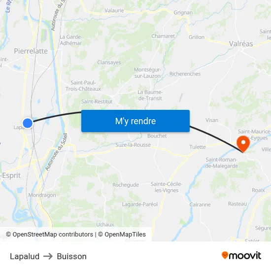 Lapalud to Buisson map