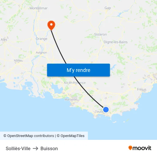 Solliès-Ville to Buisson map
