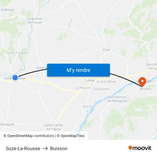 Suze-La-Rousse to Buisson map