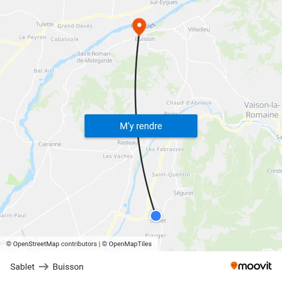 Sablet to Buisson map