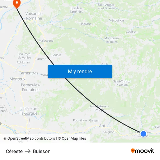 Céreste to Buisson map