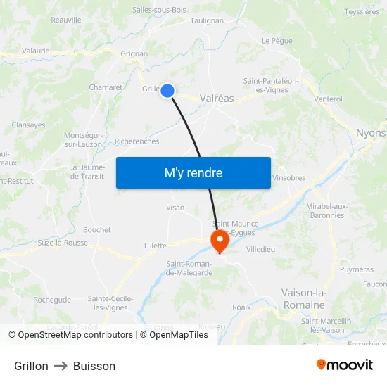 Grillon to Buisson map