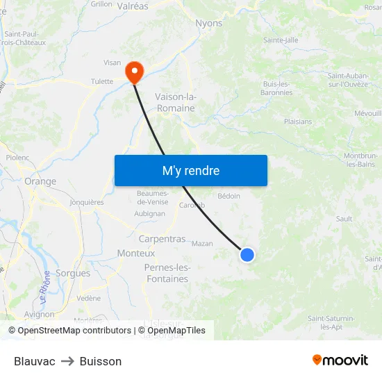 Blauvac to Buisson map