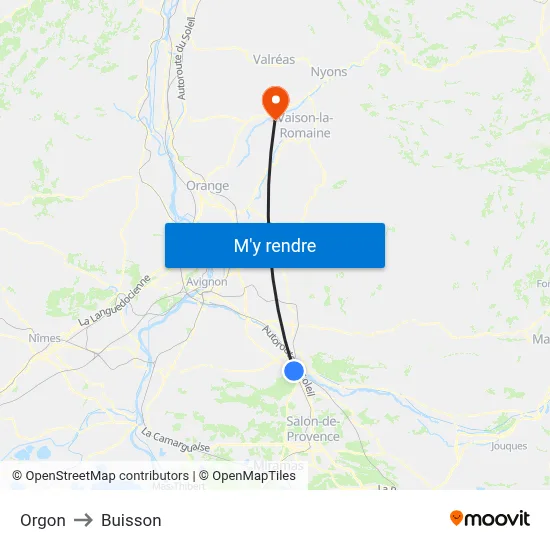 Orgon to Buisson map