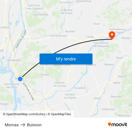 Mornas to Buisson map