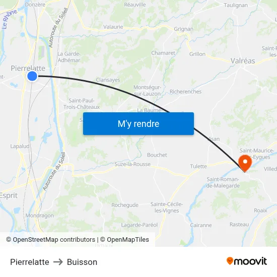 Pierrelatte to Buisson map