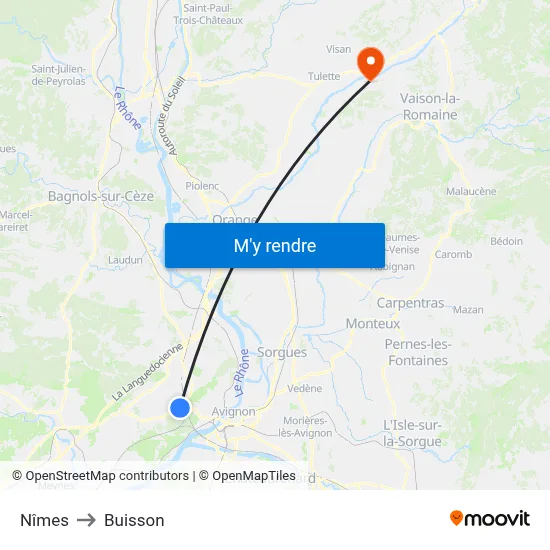 Nîmes to Buisson map