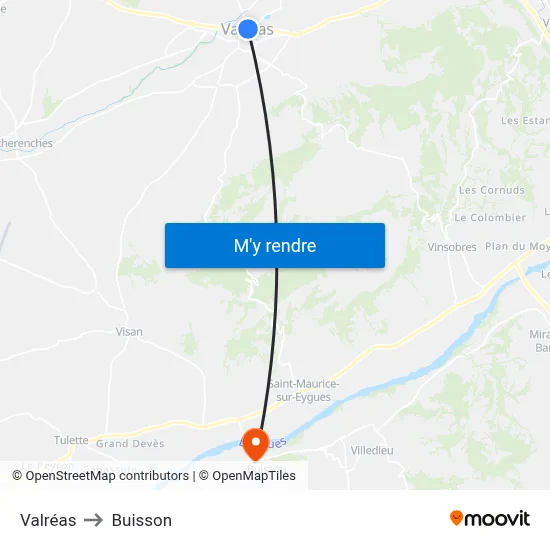 Valréas to Buisson map