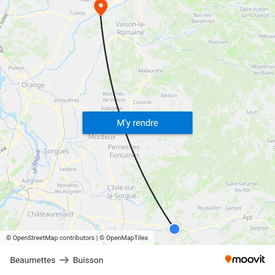 Beaumettes to Buisson map