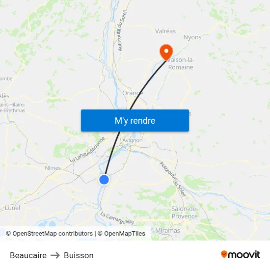 Beaucaire to Buisson map