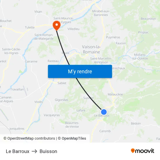 Le Barroux to Buisson map
