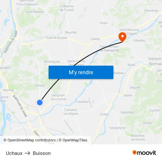 Uchaux to Buisson map