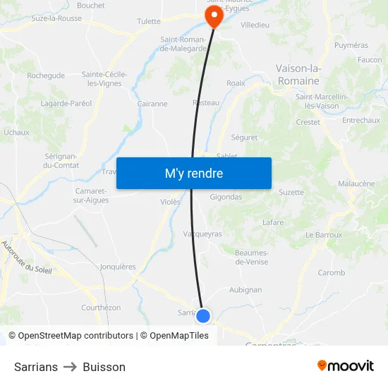 Sarrians to Buisson map