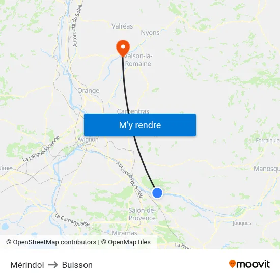 Mérindol to Buisson map