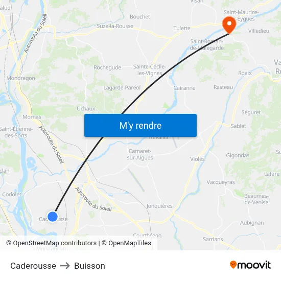 Caderousse to Buisson map