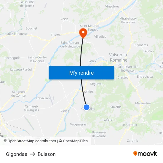 Gigondas to Buisson map
