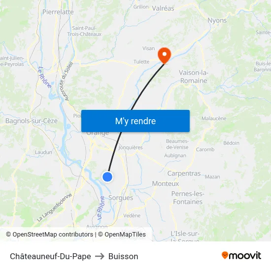 Châteauneuf-Du-Pape to Buisson map