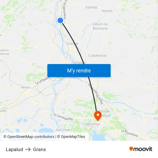 Lapalud to Grans map