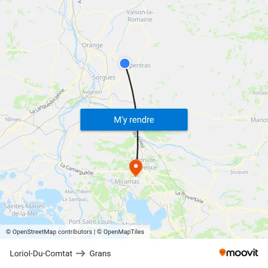 Loriol-Du-Comtat to Grans map