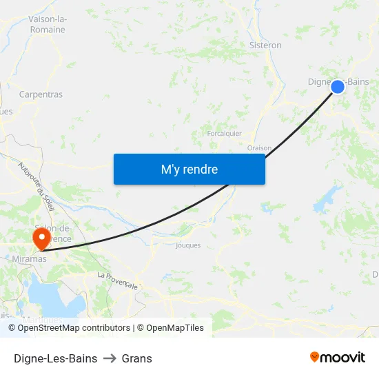 Digne-Les-Bains to Grans map