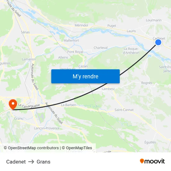 Cadenet to Grans map