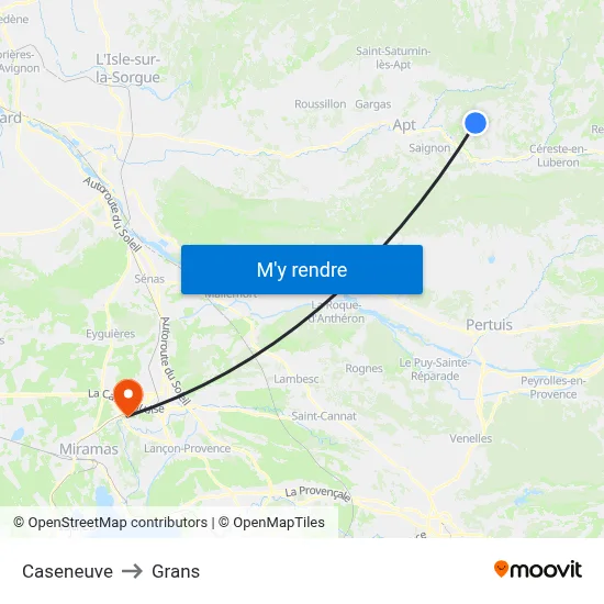 Caseneuve to Grans map