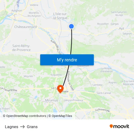 Lagnes to Grans map