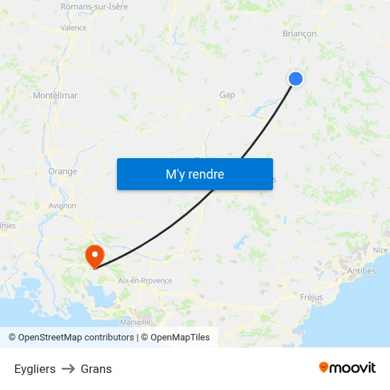 Eygliers to Grans map