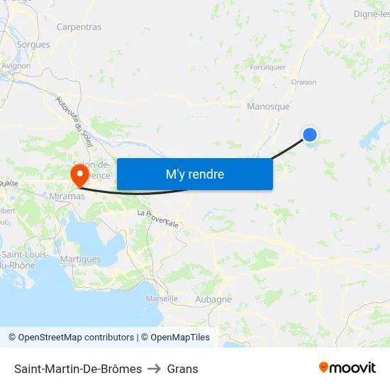 Saint-Martin-De-Brômes to Grans map