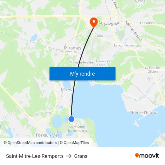 Saint-Mitre-Les-Remparts to Grans map