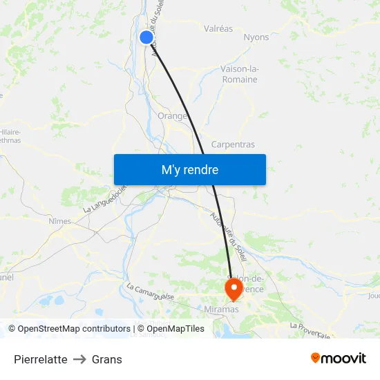 Pierrelatte to Grans map