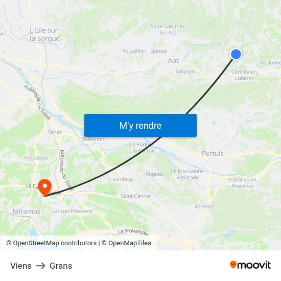 Viens to Grans map