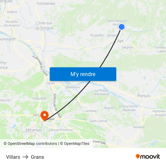 Villars to Grans map
