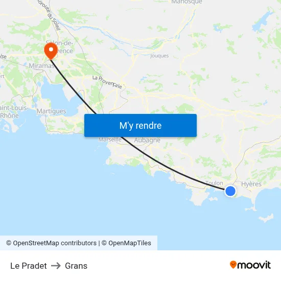 Le Pradet to Grans map