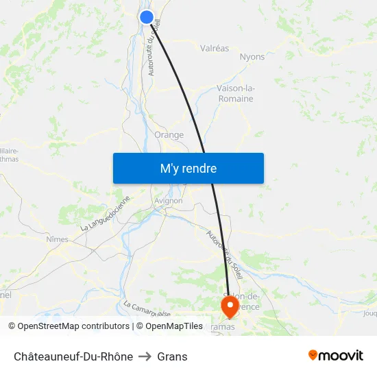 Châteauneuf-Du-Rhône to Grans map